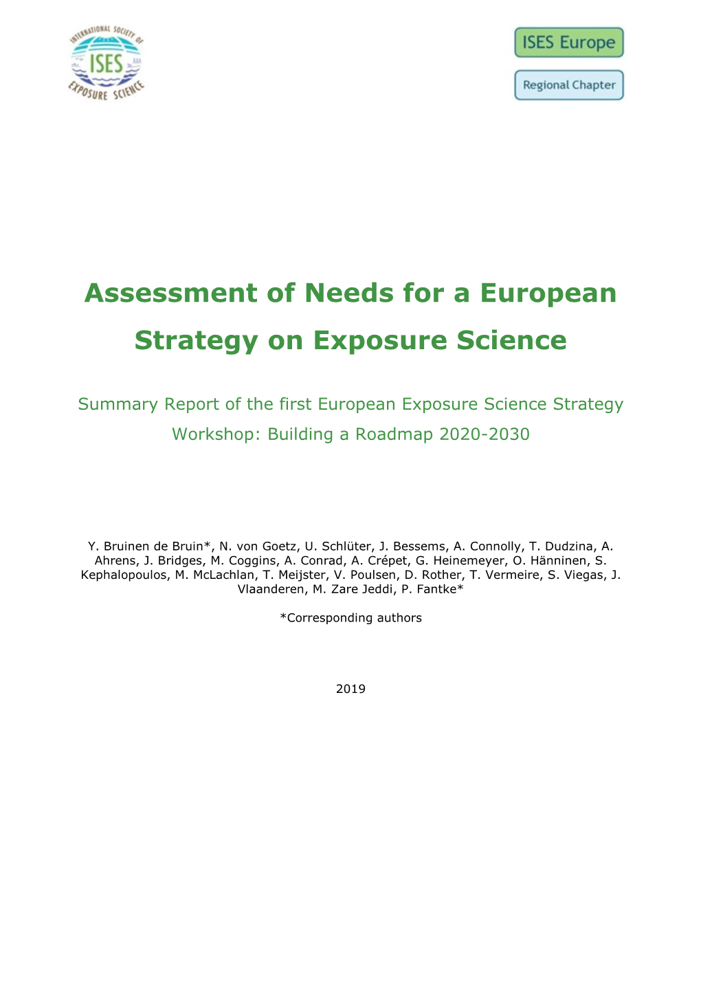 Assessment of Needs for a European Strategy on Exposure Science