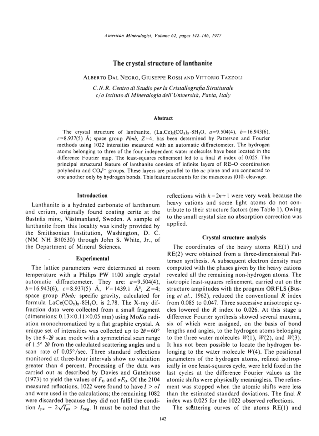 The Crystal Structure of Lanthanite