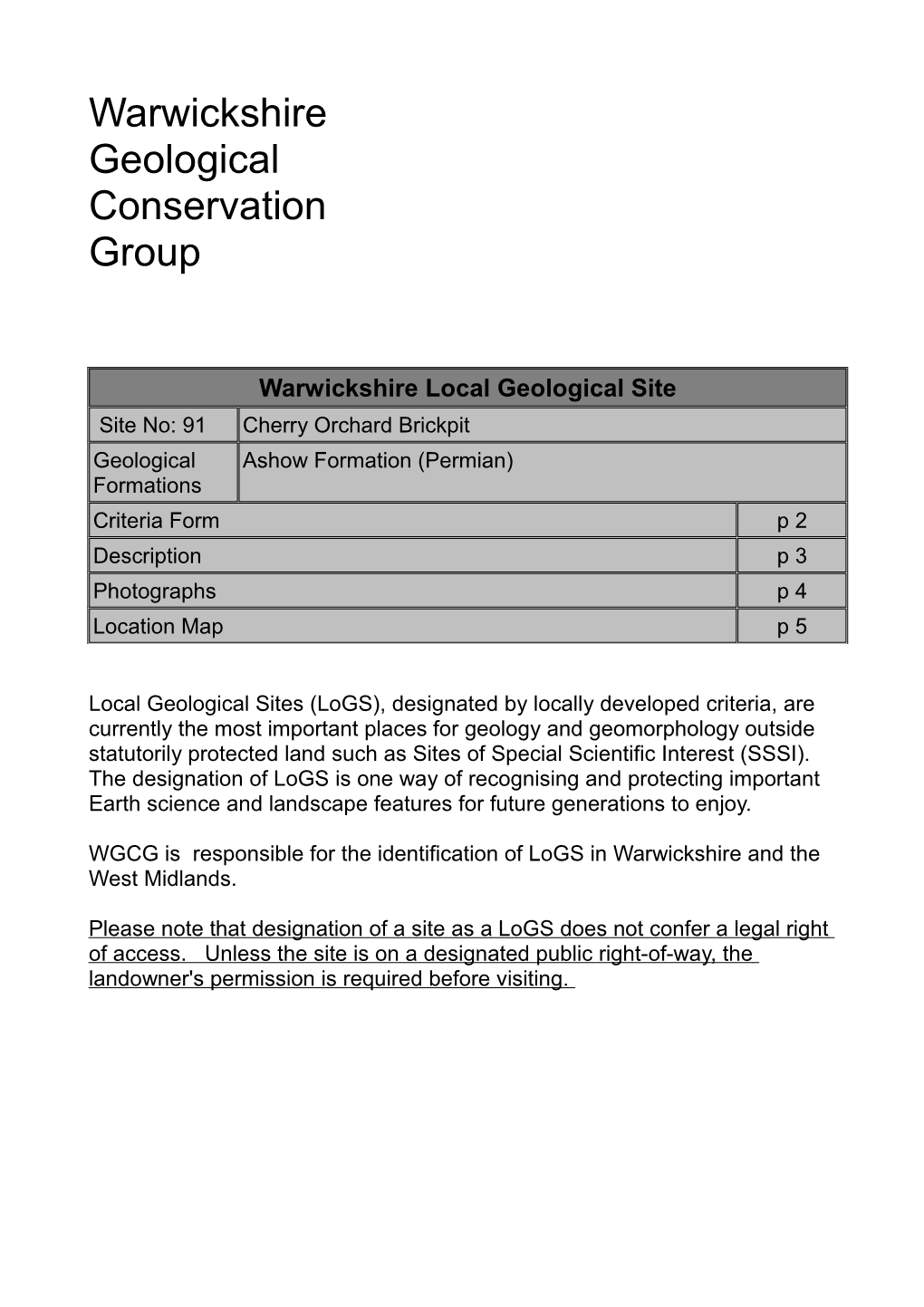 Warwickshire Geological Conservation Group