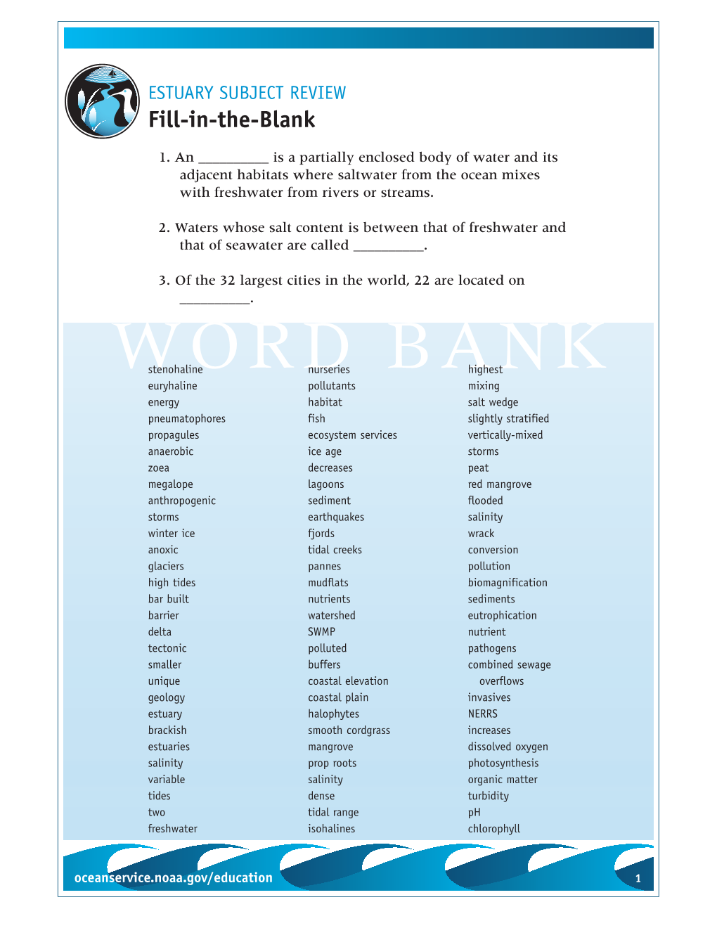 SUBJECT REVIEW Fill-In-The-Blank