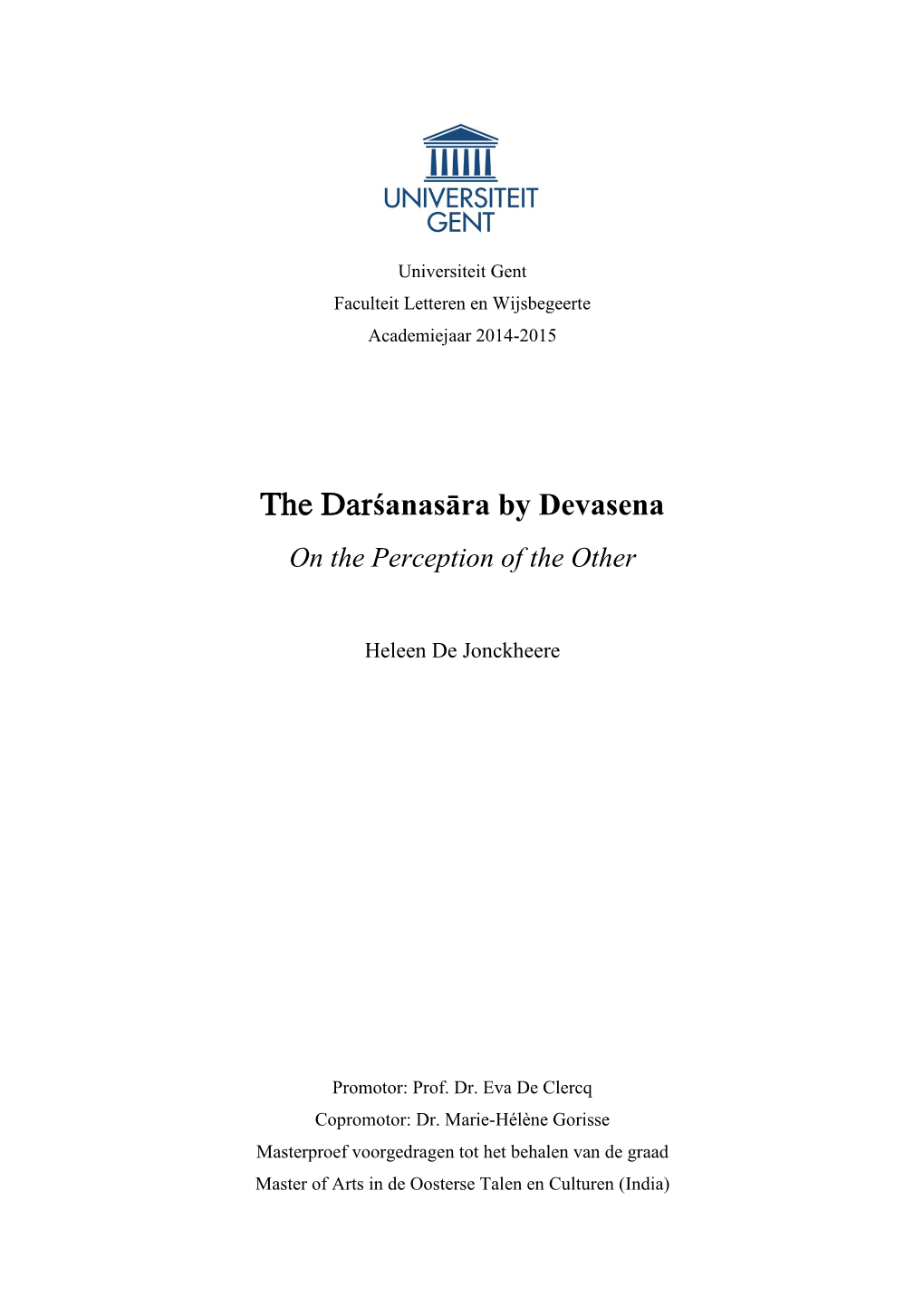 The Darśanasāra by Devasena on the Perception of the Other