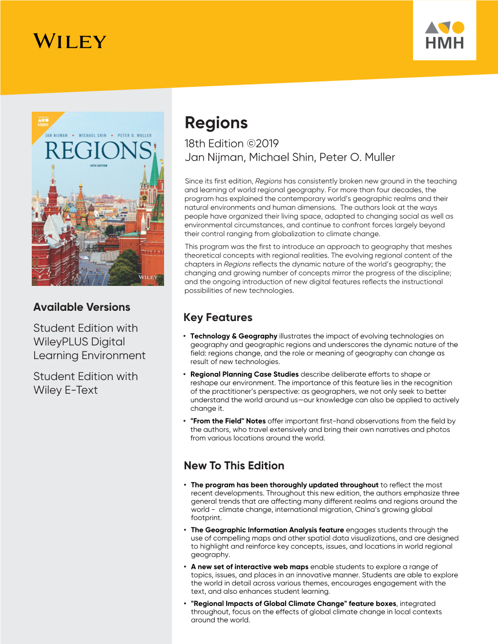 Regions 18Th Edition ©2019 Jan Nijman, Michael Shin, Peter O