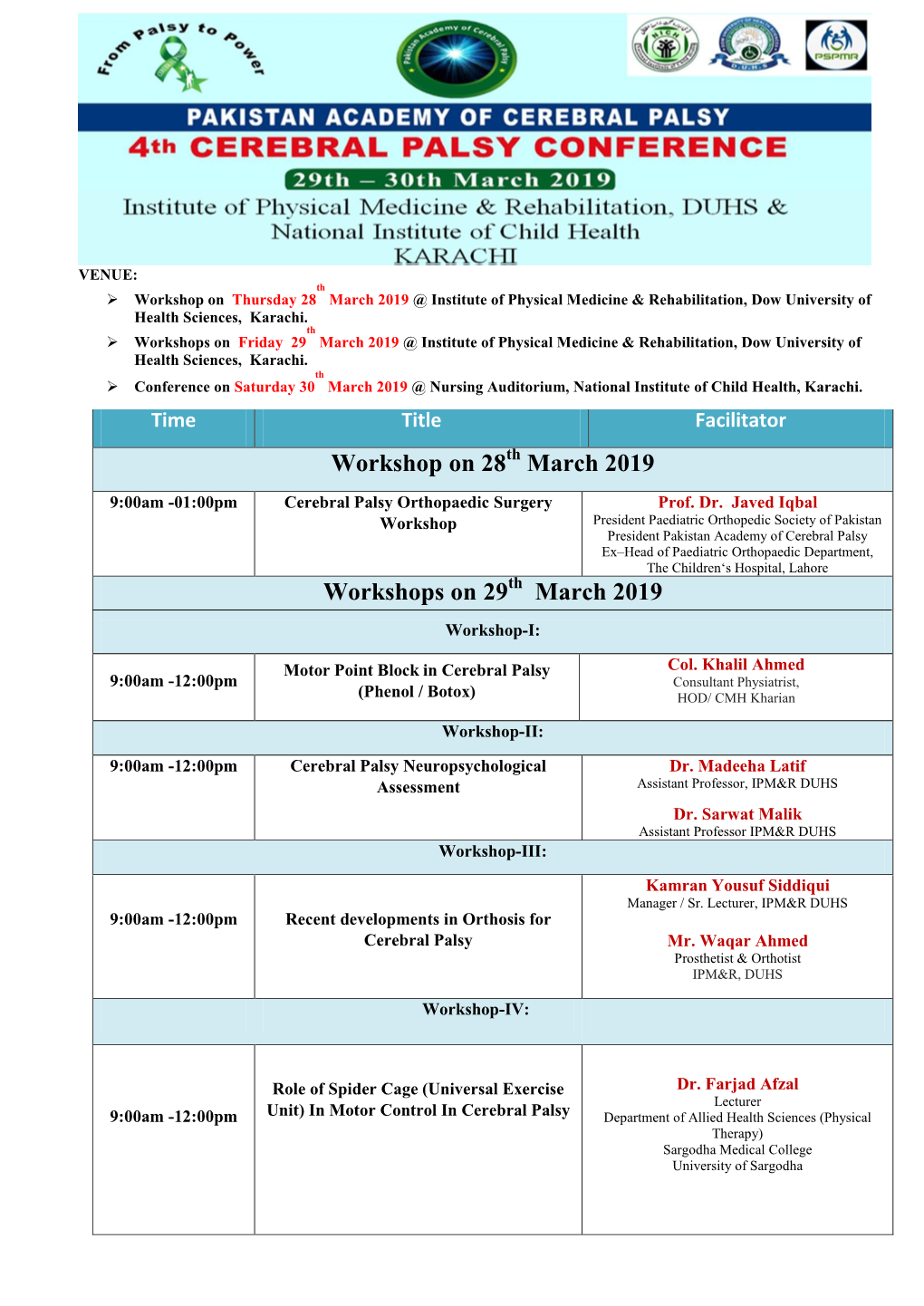 Final Conference and Workshop Program 2019-20190315.Pdf