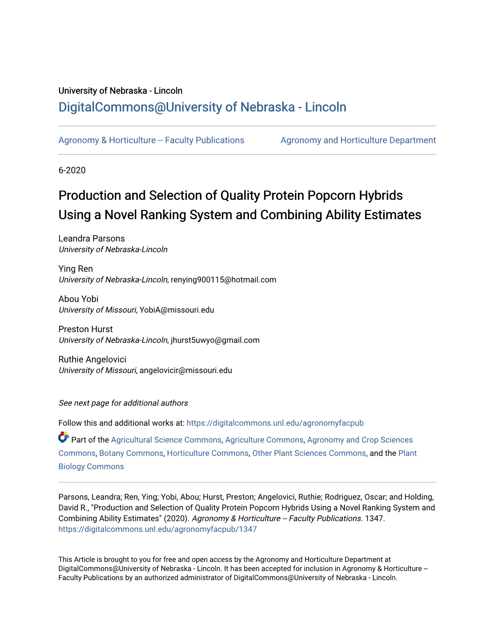 Production and Selection of Quality Protein Popcorn Hybrids Using a Novel Ranking System and Combining Ability Estimates