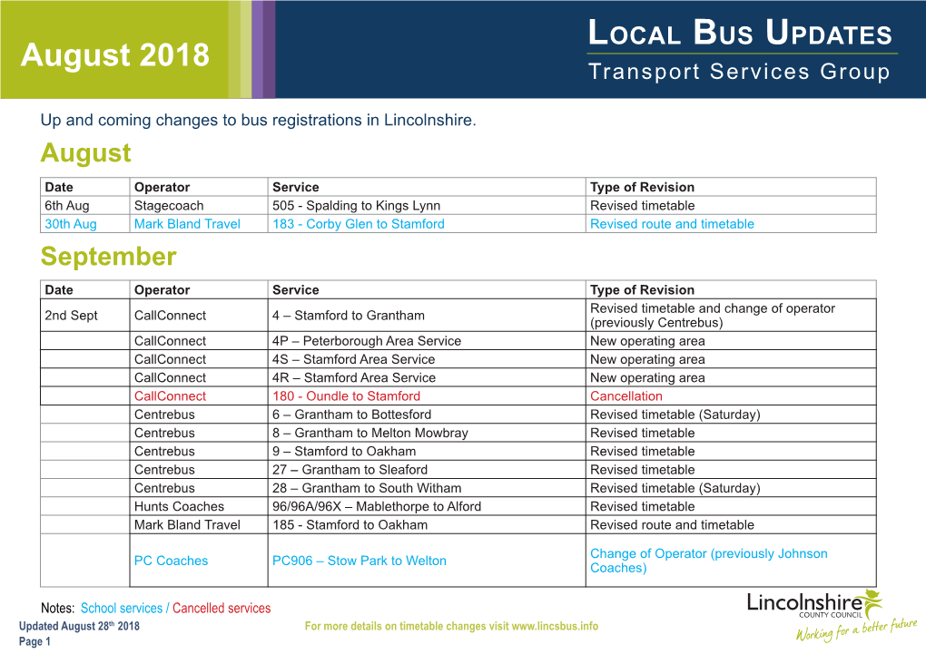 August 2018 Transport Services Group