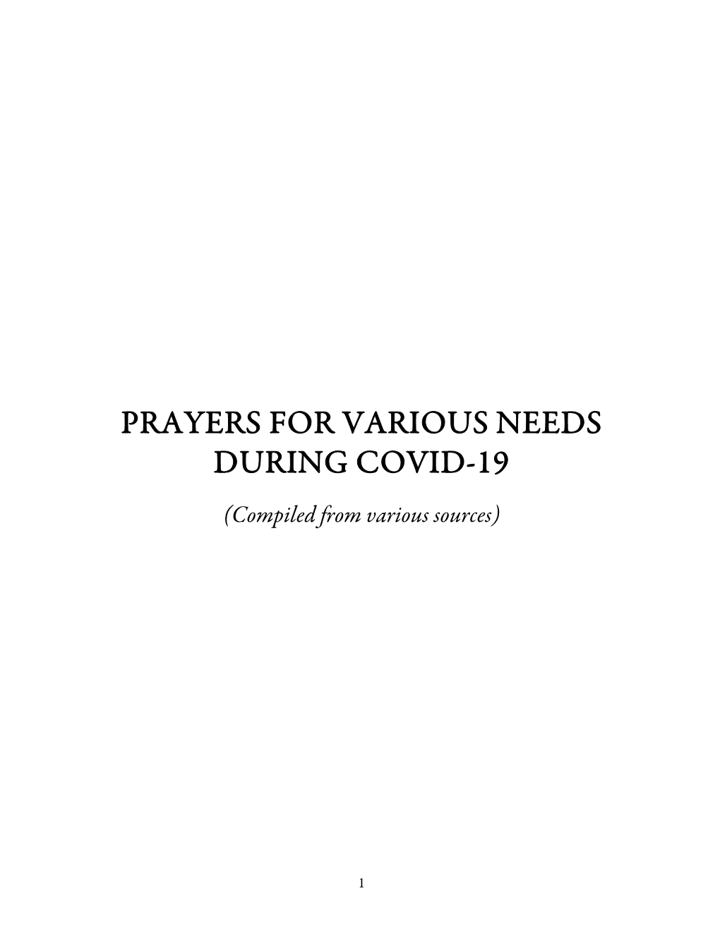 Prayers for Various Needs During Covid-19