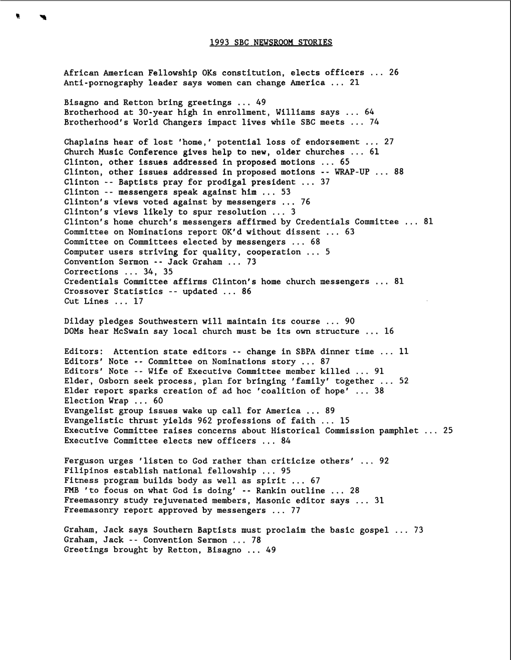 1993 SBC NEWSROOM STORIES African American Fellowship Oks