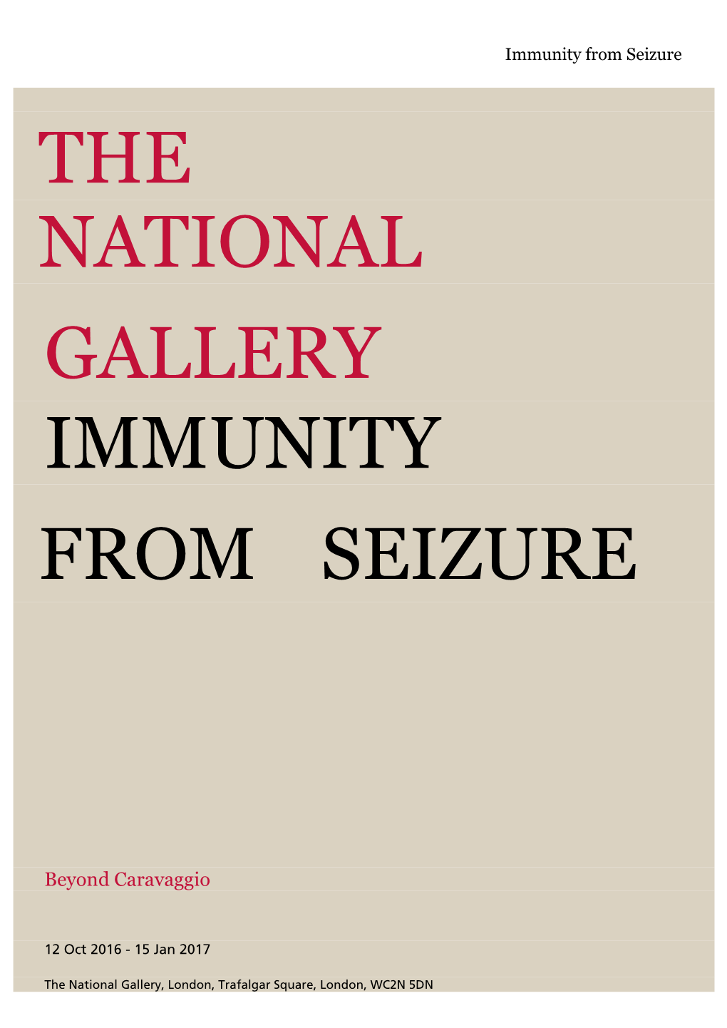 The National Gallery Immunity from Seizure