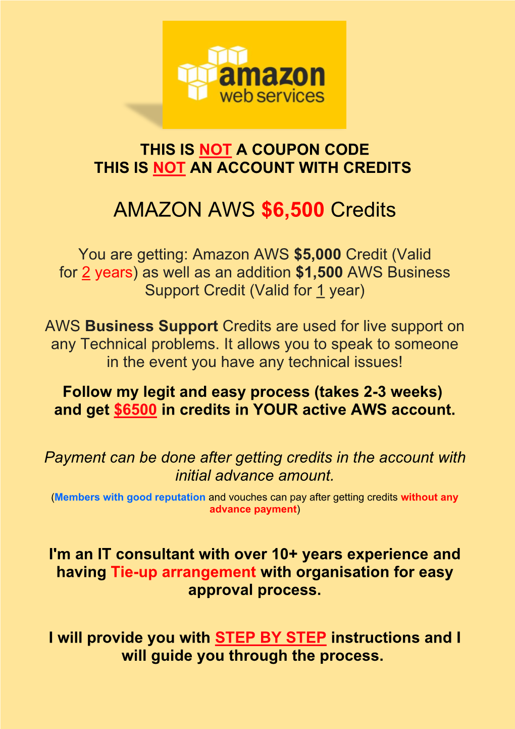 AMAZON AWS $6,500 Credits