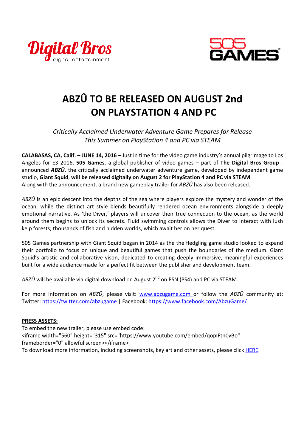 Abzû to Be Released on Playstatio