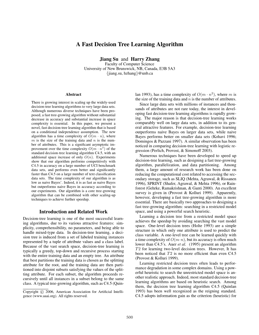 A Fast Decision Tree Learning Algorithm