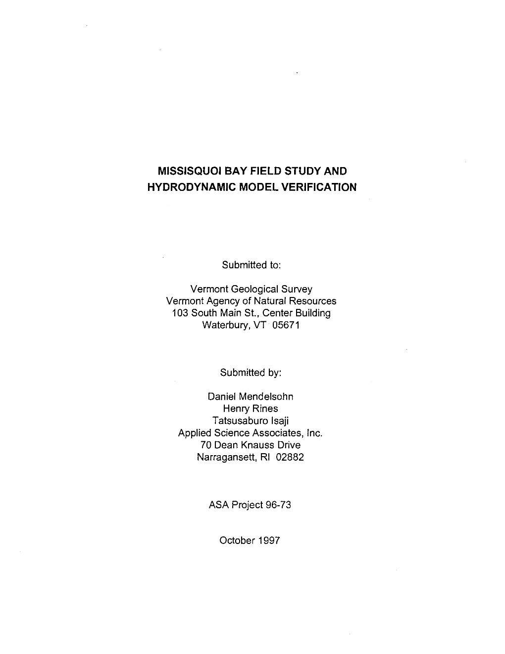 Missisquoi Bay Field Study and Hydrodynamic Model Verification