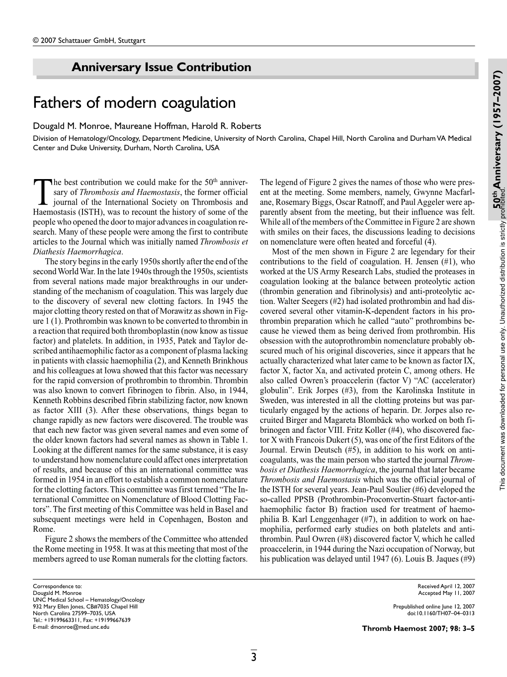 Fathers of Modern Coagulation