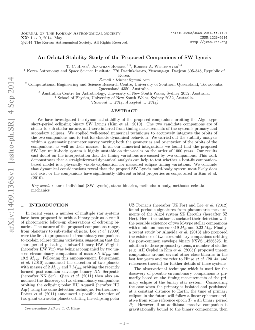 An Orbital Stability Study of the Proposed Companions of SW Lyncis