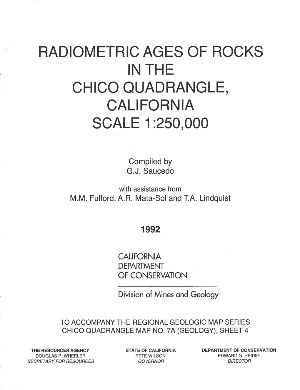 Radiometric Ages of Rocks in the Chico Quadrangle, California Scale 1 :250,000