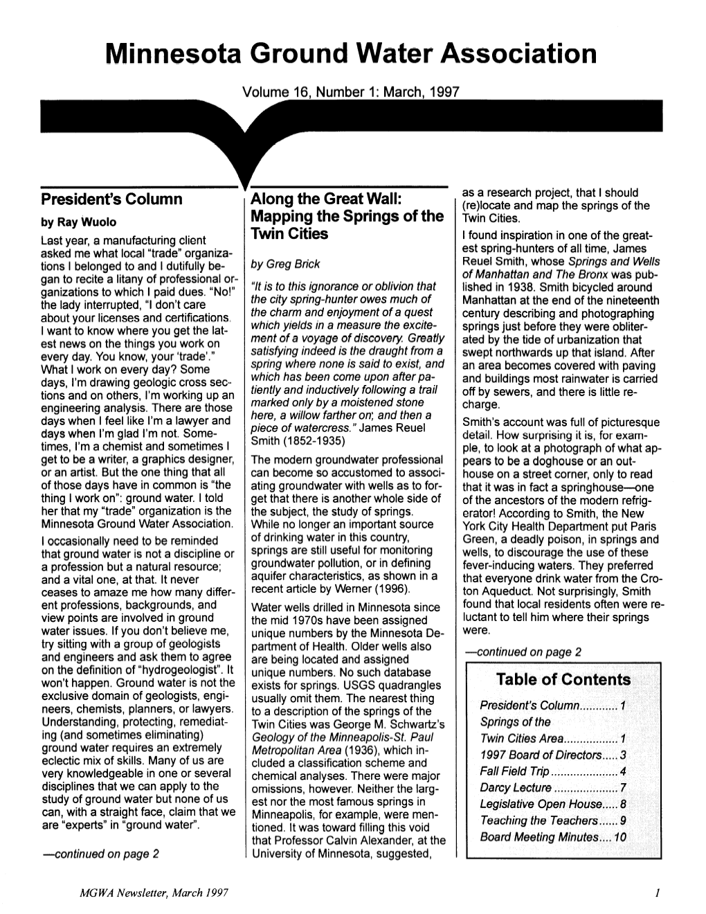 MGWA Newsletter, March 1997