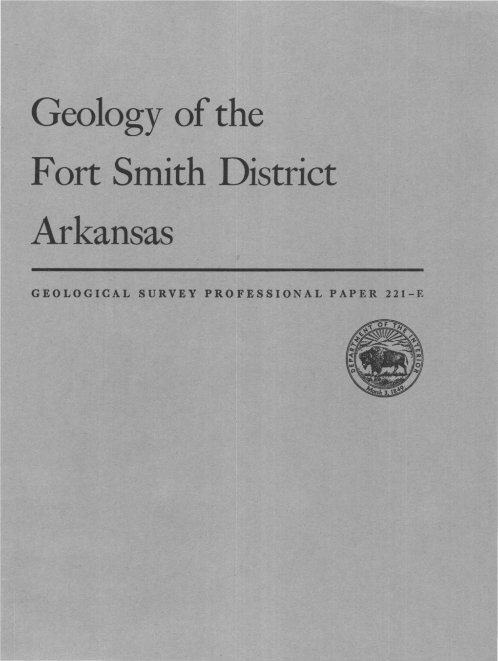 Geology of the Fort Smith District Arkansas