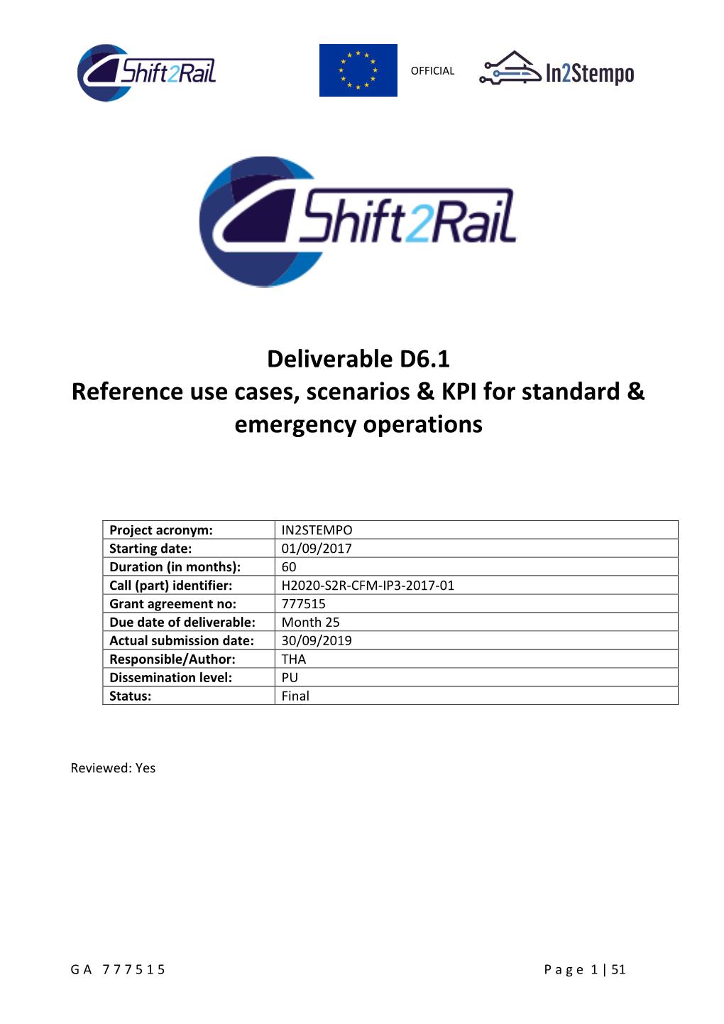 Deliverable D6.1 Reference Use Cases, Scenarios & KPI for Standard