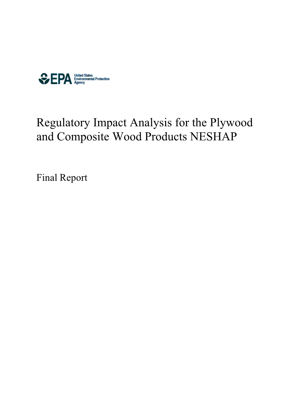 Regulatory Impact Analysis for the Plywood and Composite Wood Products NESHAP