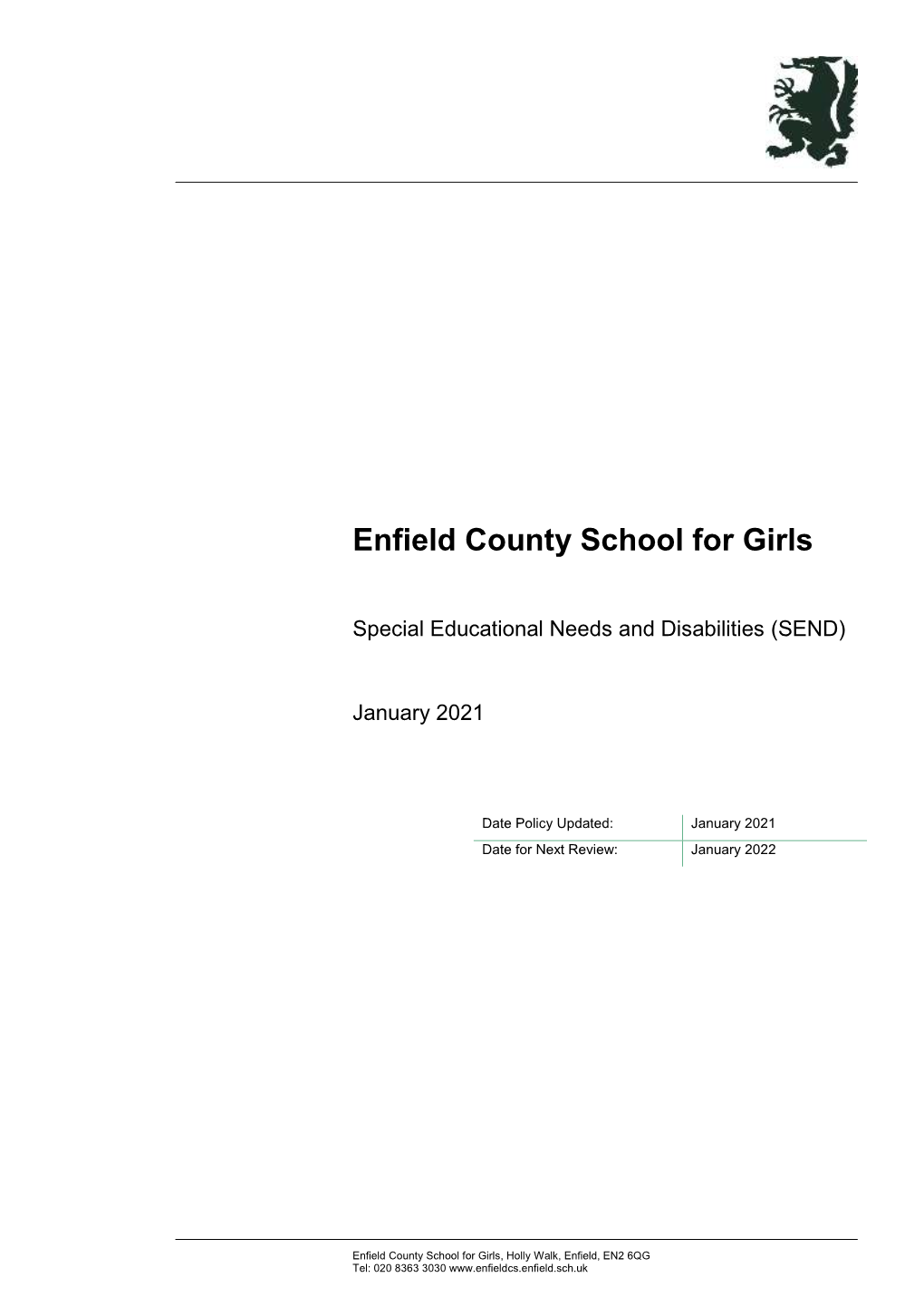 SEND Policy 2020 Special Educational Needs and Disabilities