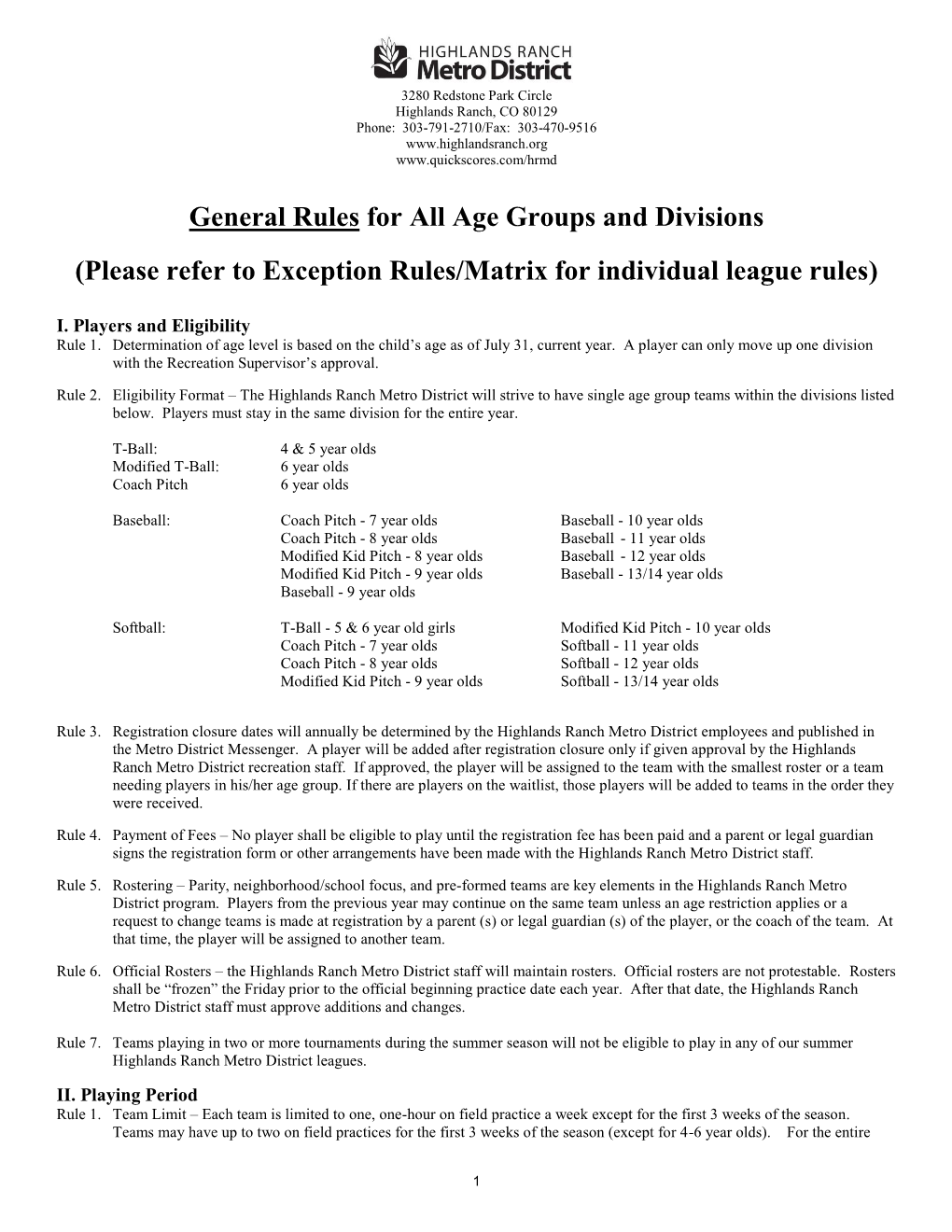 4/30/14 11:28 AM 2014 T-Ball, Baseball and Softball General Rules