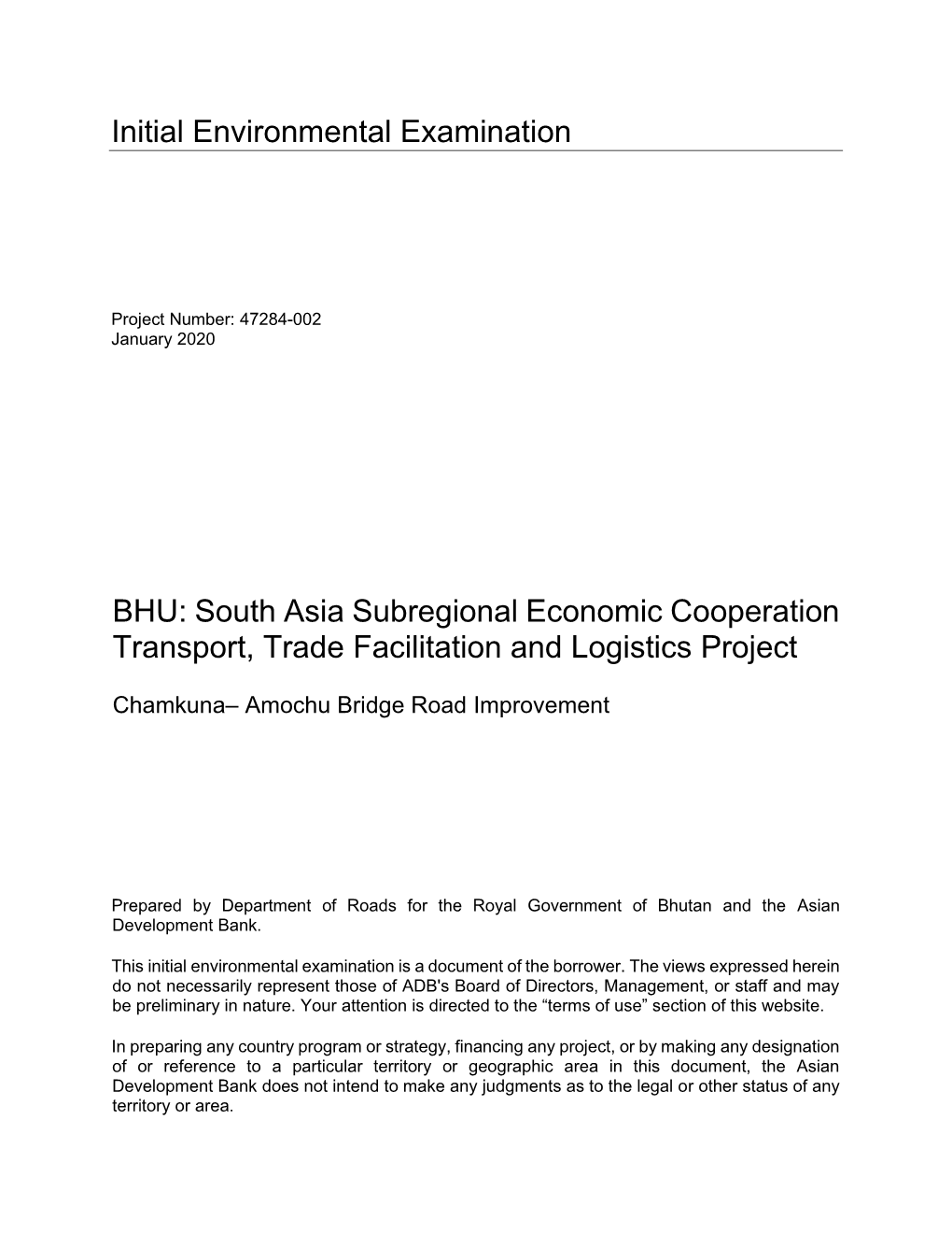 47284-002: South Asia Subregional Economic Cooperation Transport, Trade Facilitation and Logistics Project