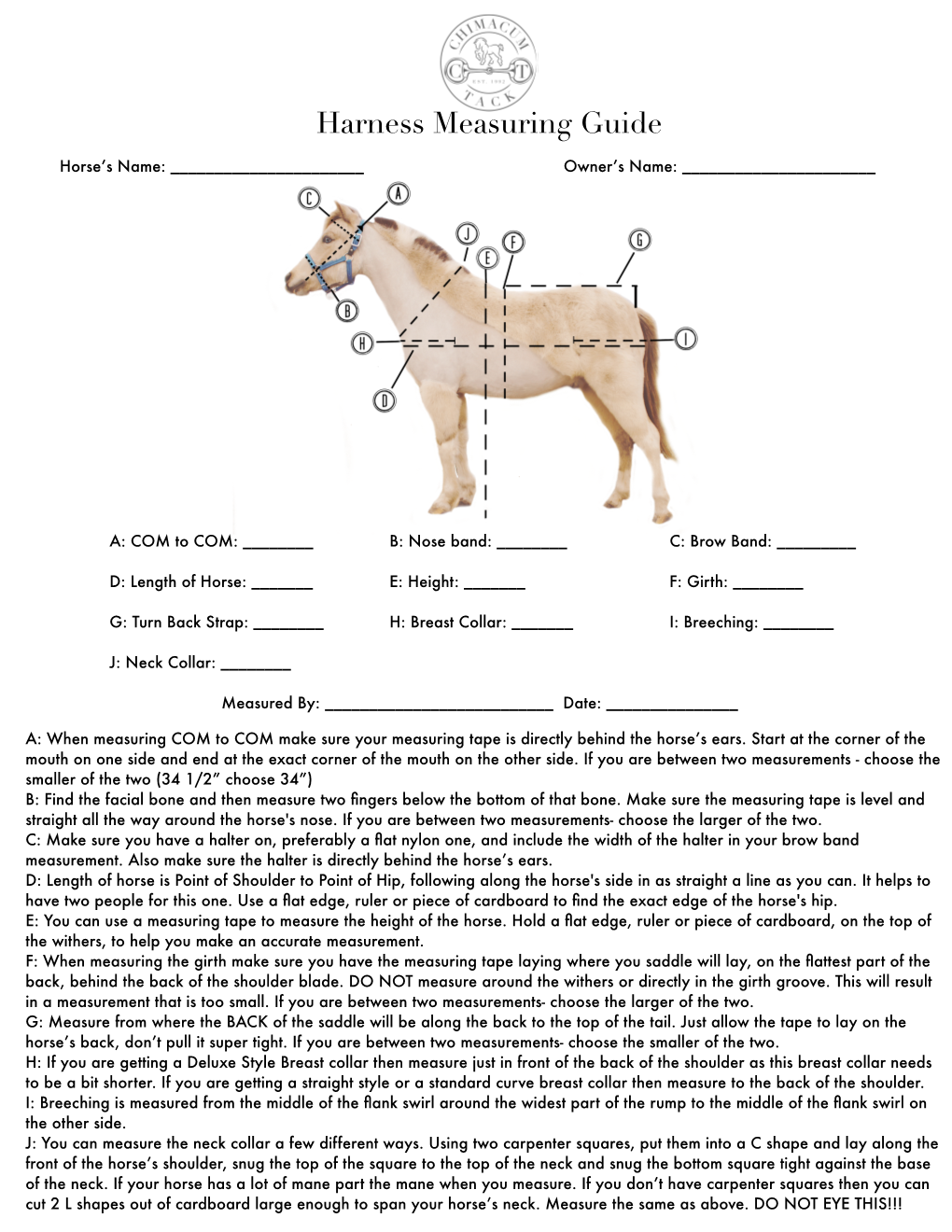 Harness Measuring Guide
