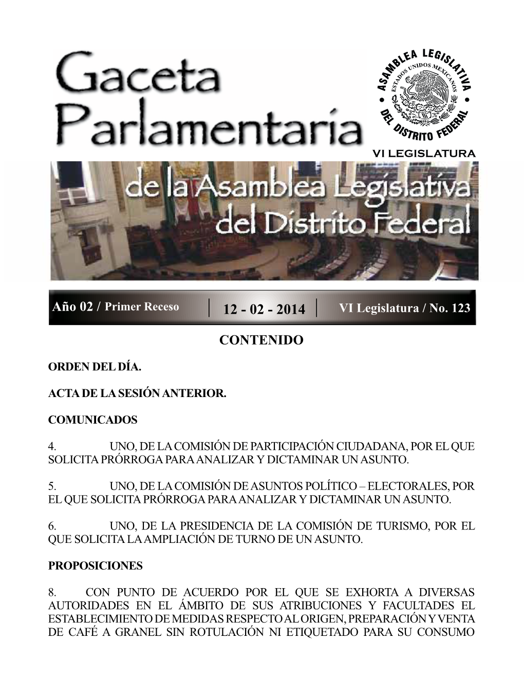 Año 02 / CONTENIDO -.::Asamblea Legislativa Del Distrito Federal
