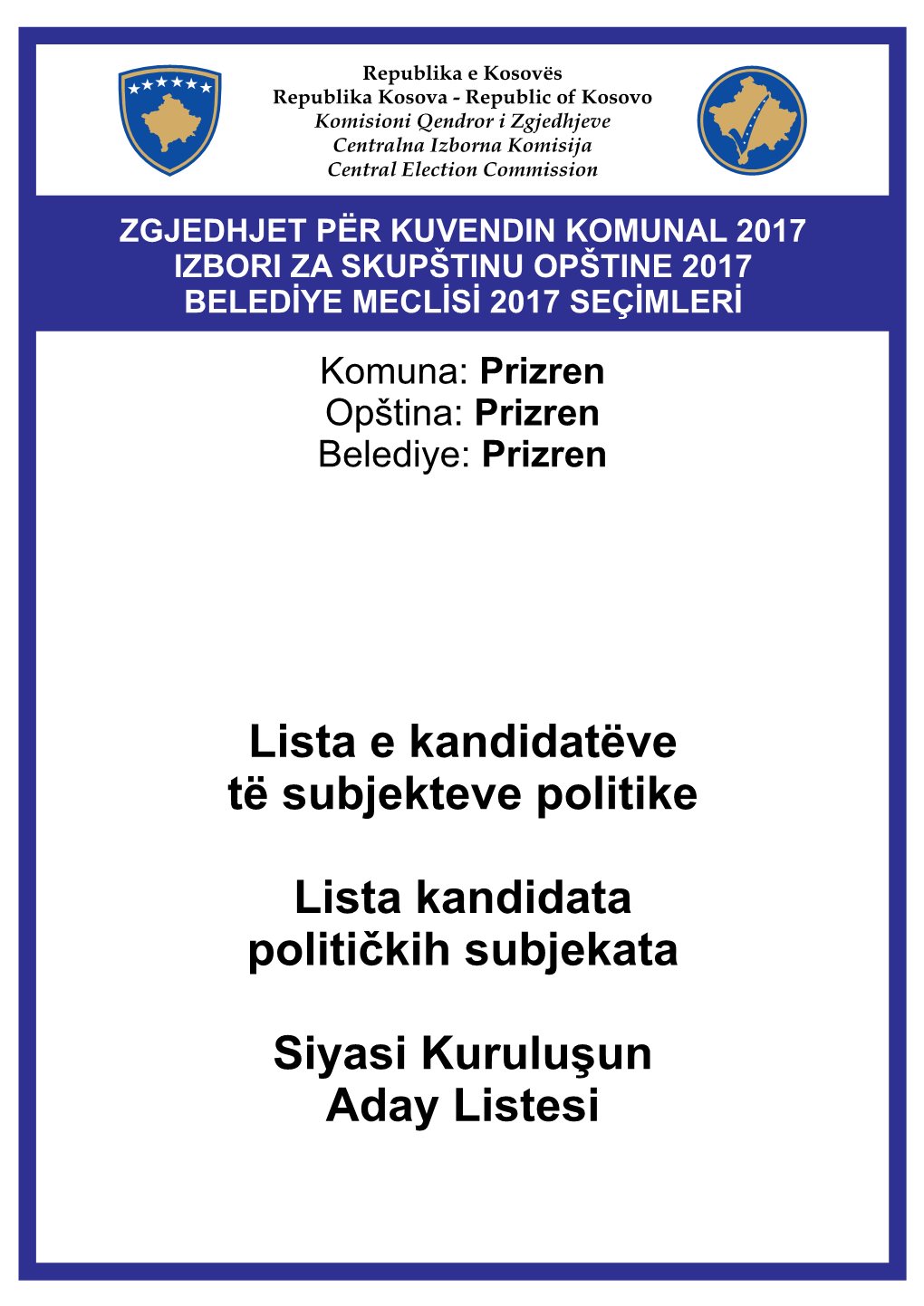 Lista E Kandidatëve Të Subjekteve Politike Lista Kandidata Političkih