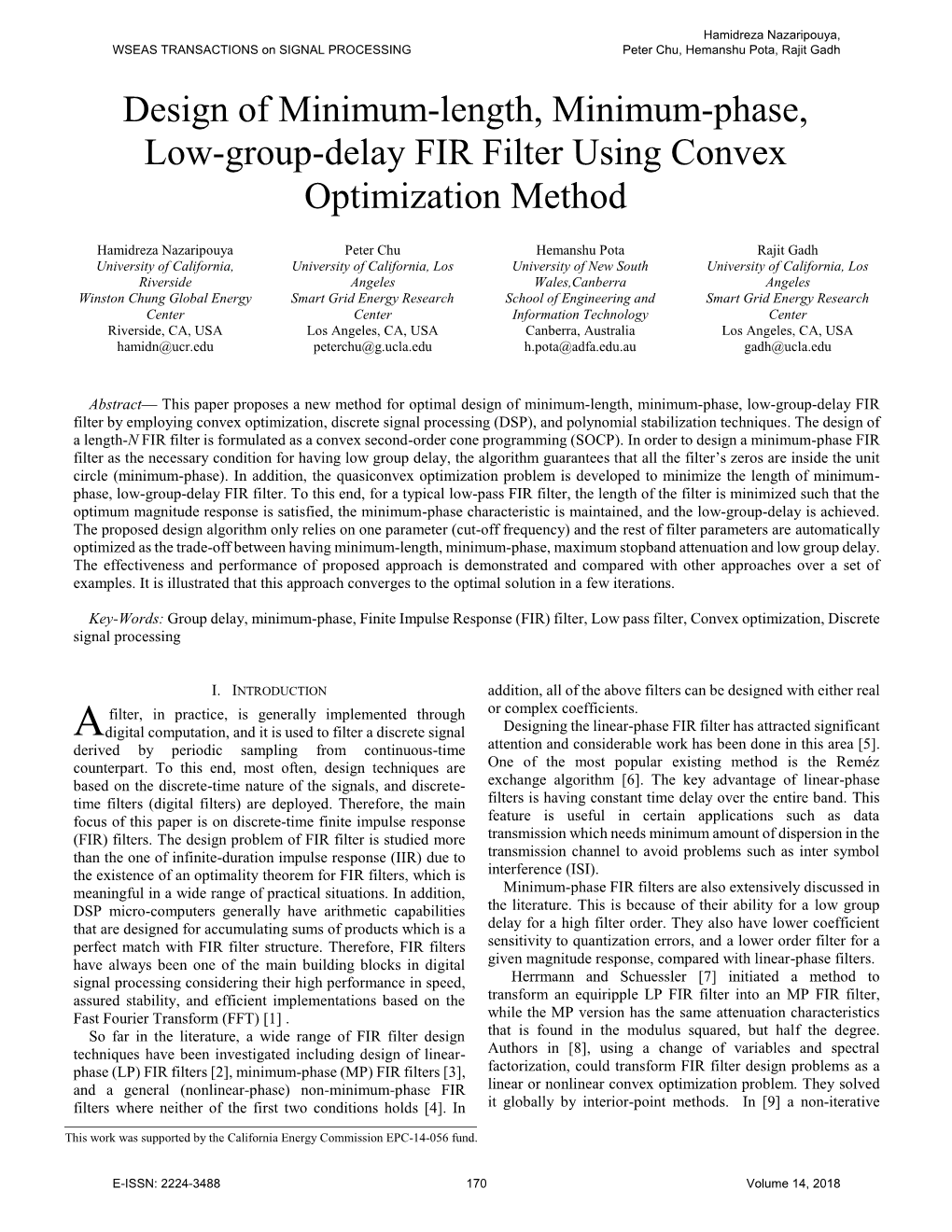 Design of Minimum-Length, Minimum-Phase, Low-Group-Delay FIR Filter Using Convex Optimization Method