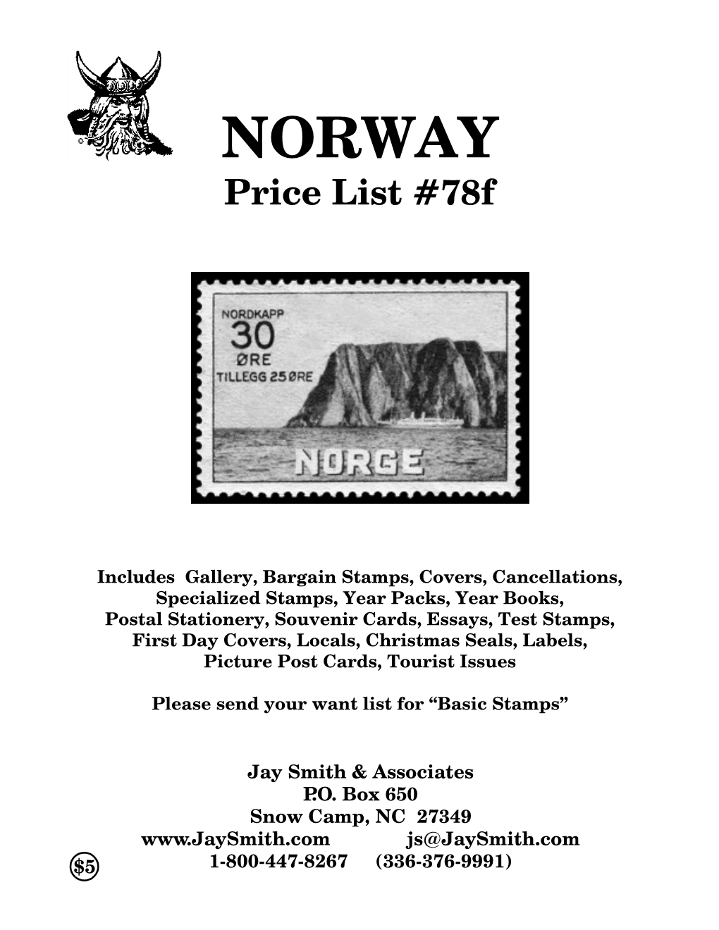 NORWAY Price List #78F
