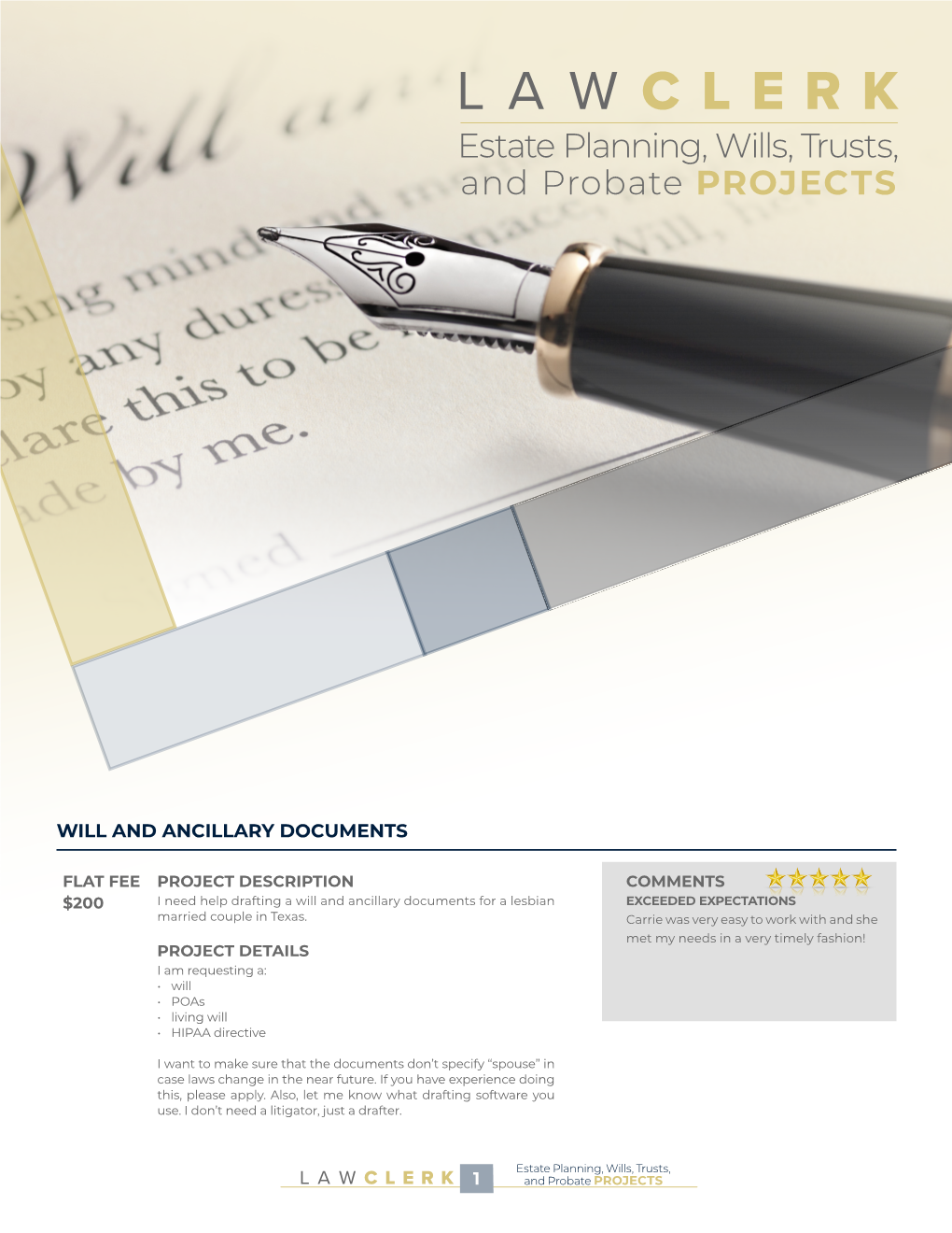 Estate Planning, Wills, Trusts, and Probate PROJECTS