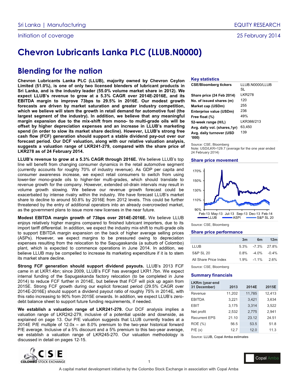 Chevron Lubricants Lanka PLC (LLUB.N0000)