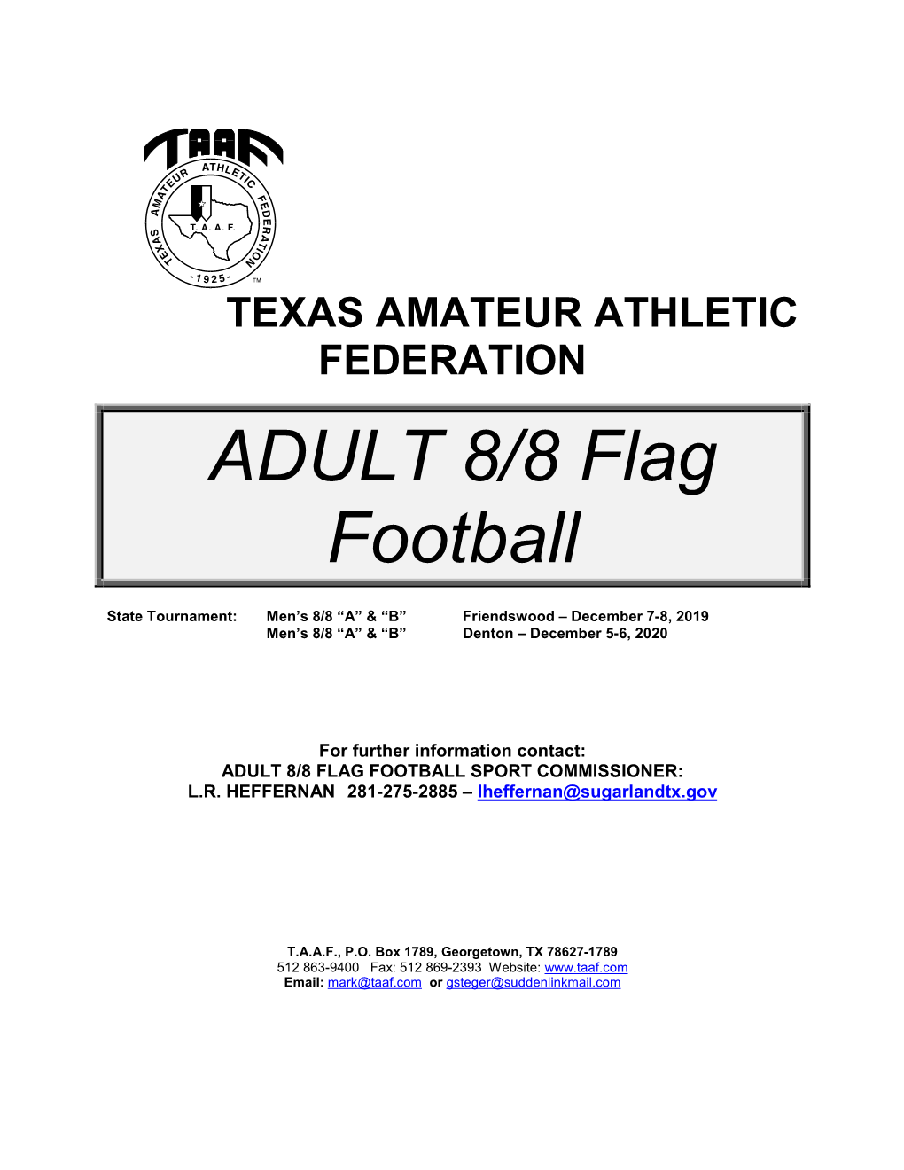 ADULT 8/8 Flag Football