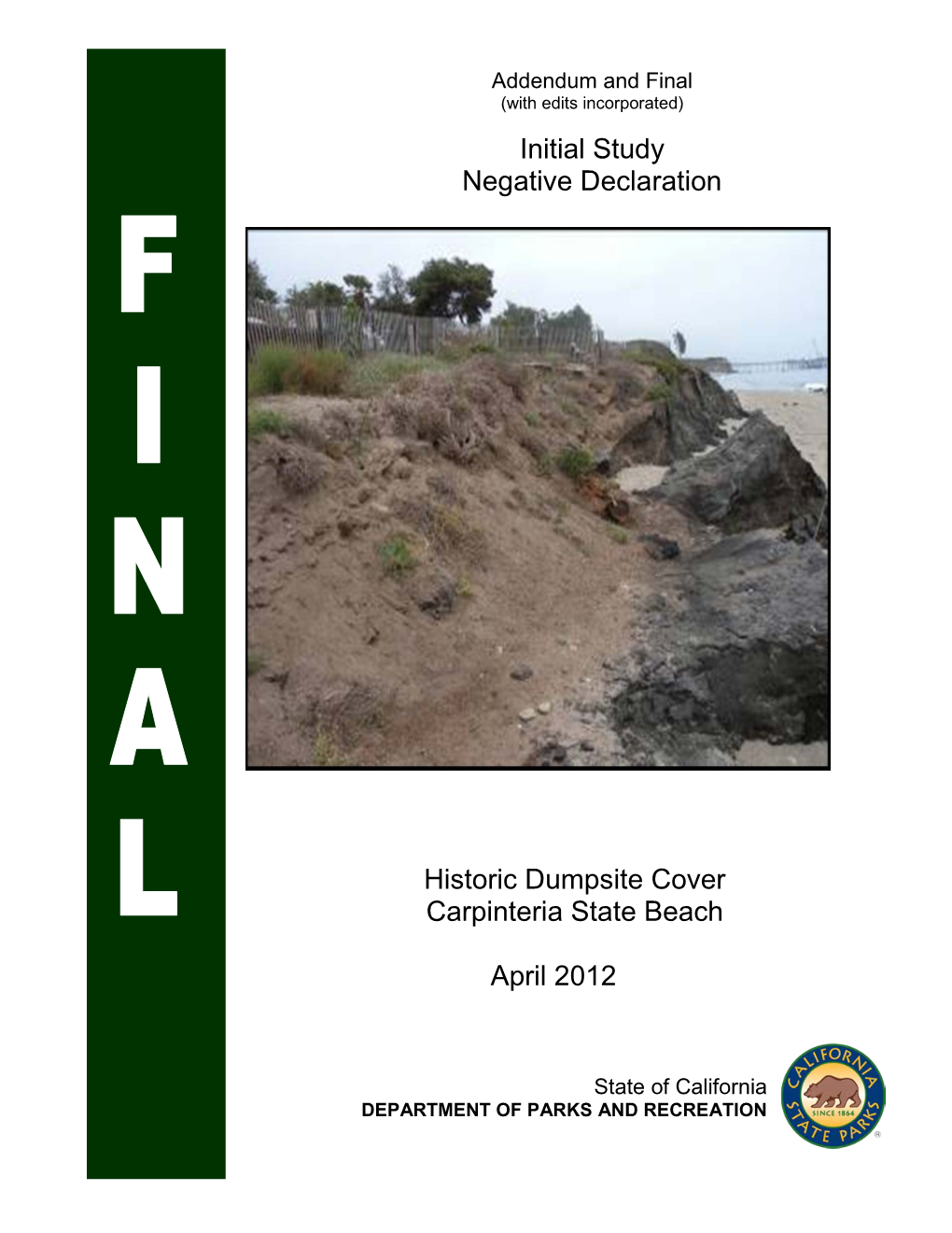 Initial Study Negative Declaration Historic Dumpsite Cover