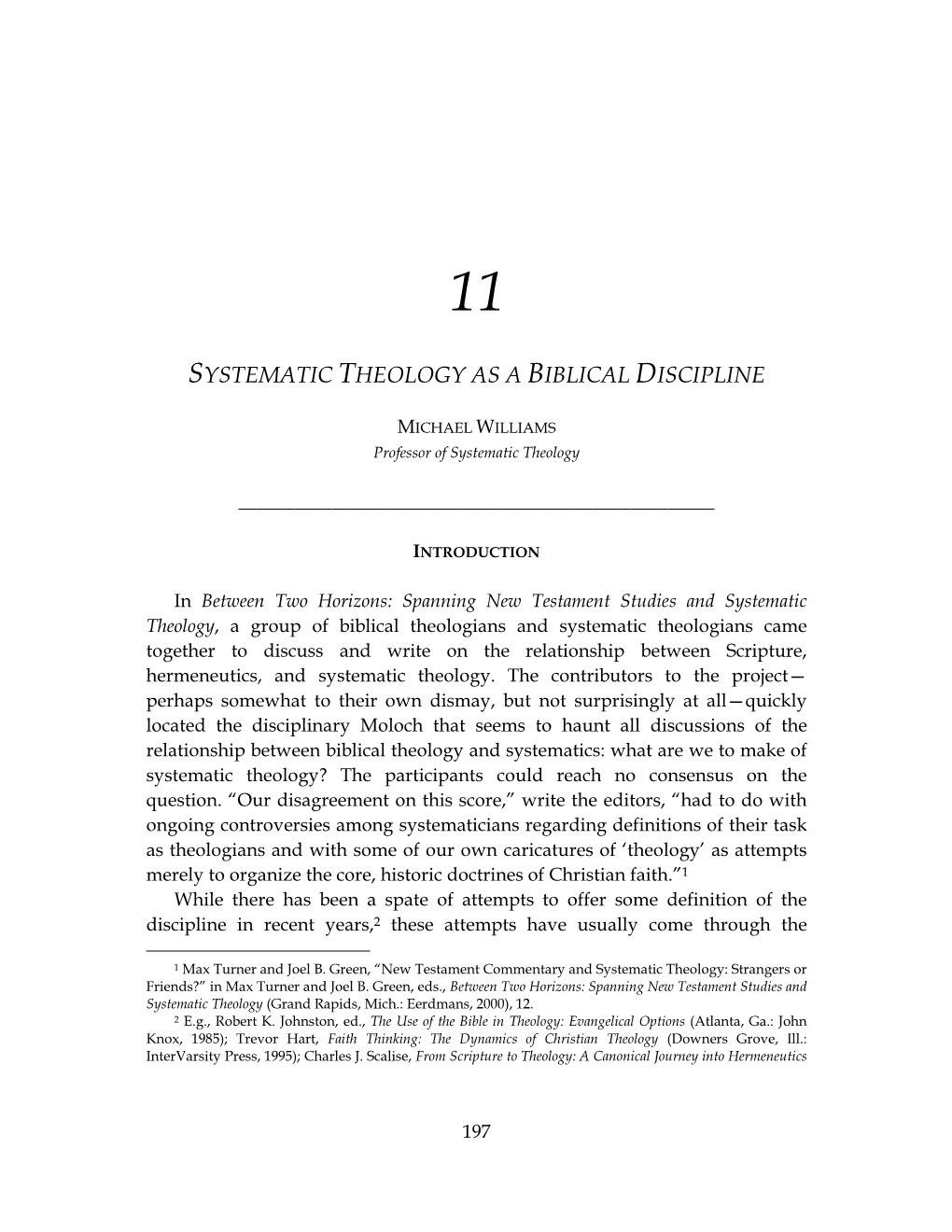 Systematic Theology As a Biblical Discipline