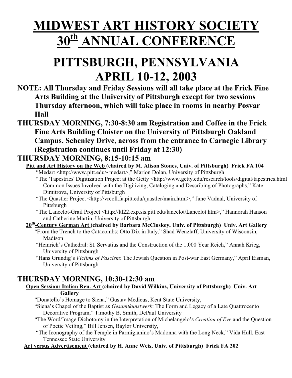 2003 Conference Program