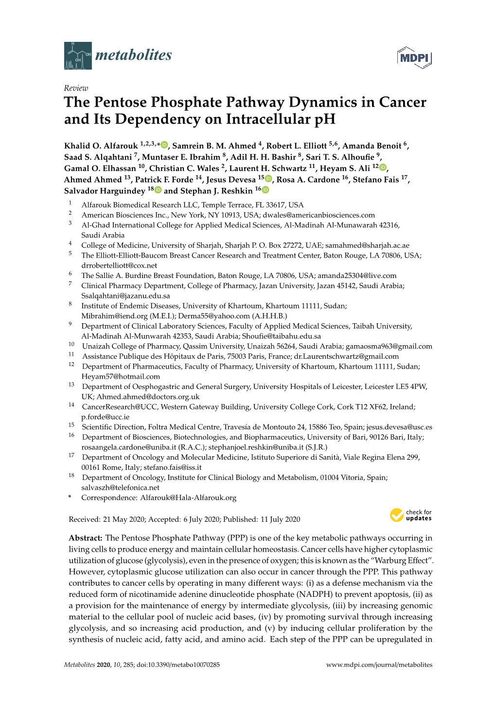 The Pentose Phosphate Pathway Dynamics in Cancer and Its Dependency on Intracellular Ph