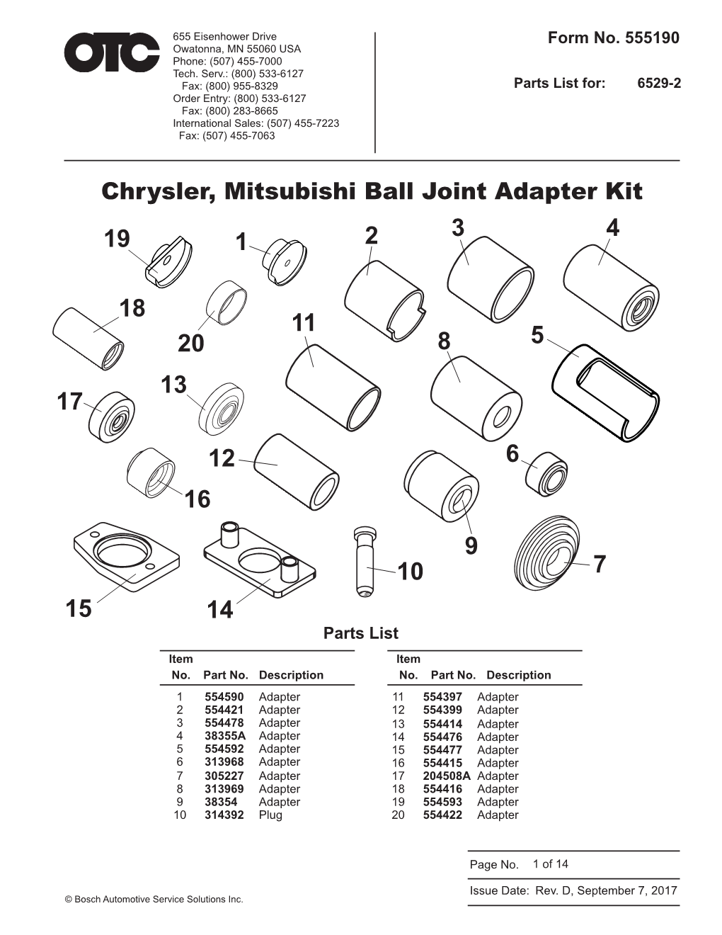 Chrysler, Mitsubishi Ball Joint Adapter Kit 3 4 19 1 2