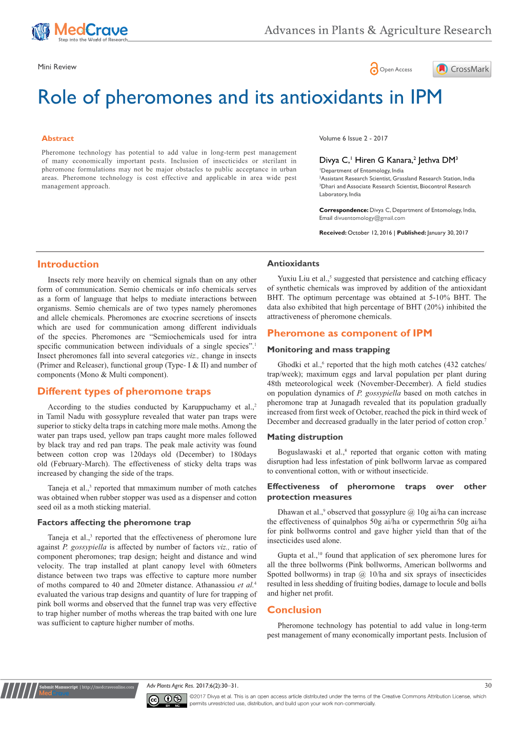 Role of Pheromones and Its Antioxidants in IPM