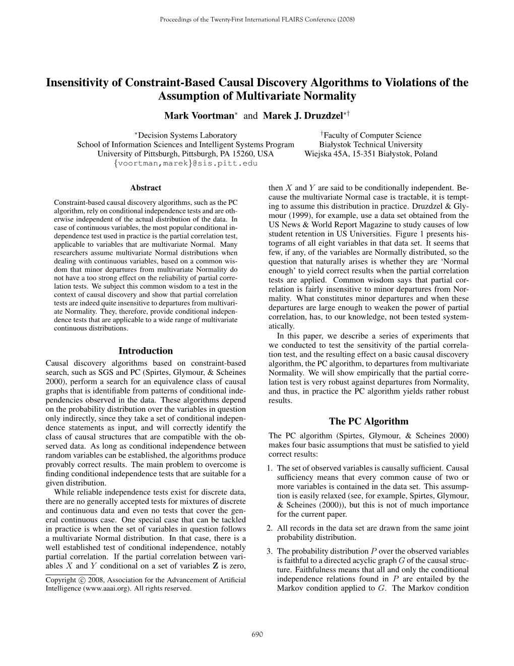 Insensitivity of Constraint-Based Causal Discovery Algorithms to Violations of the Assumption of Multivariate Normality Mark Voortman∗ and Marek J