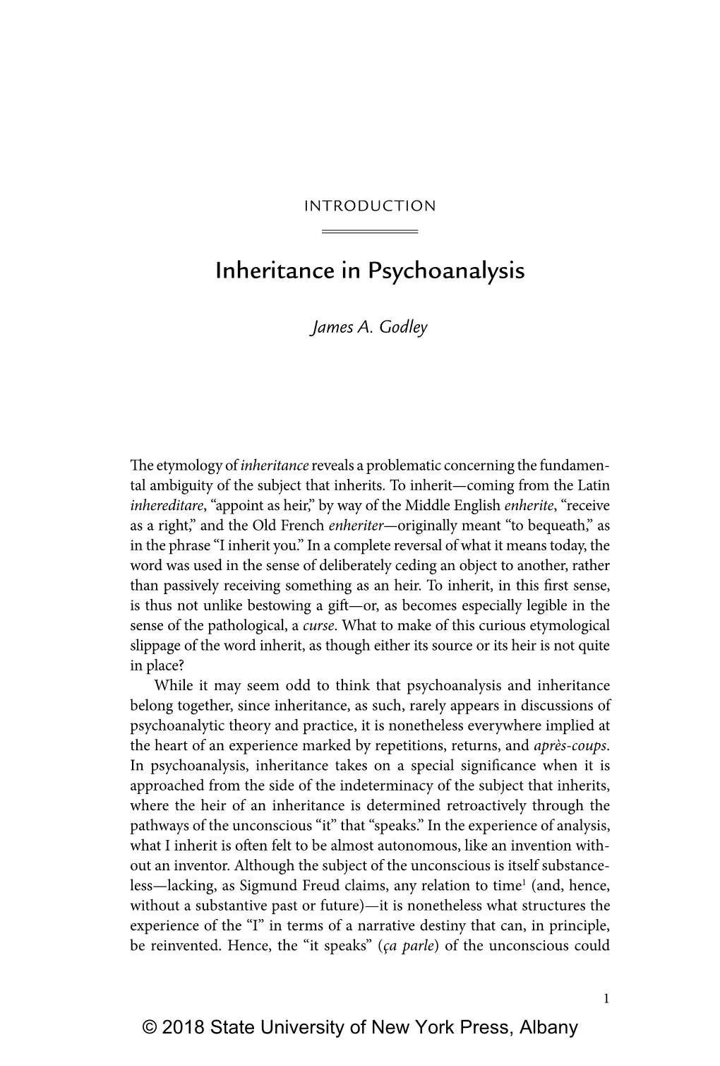 Inheritance in Psychoanalysis