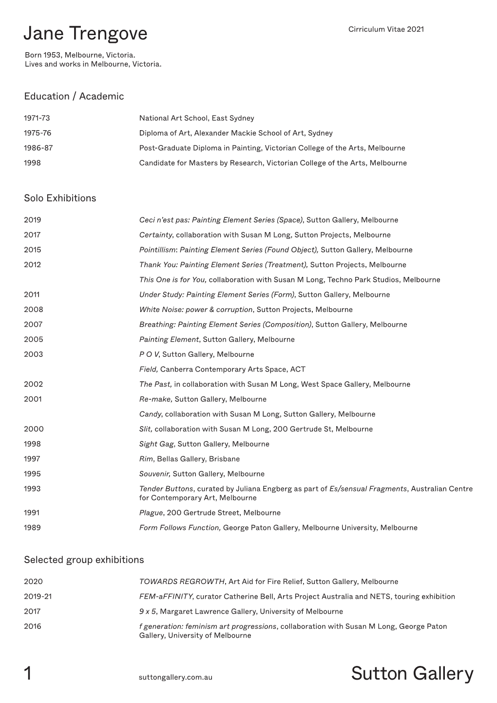 Artist's CV (PDF)