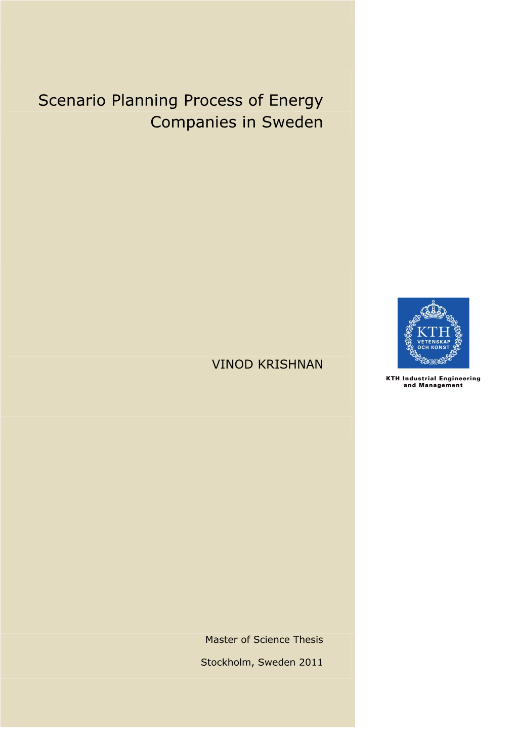 Scenario Planning Process of Energy Companies in Sweden