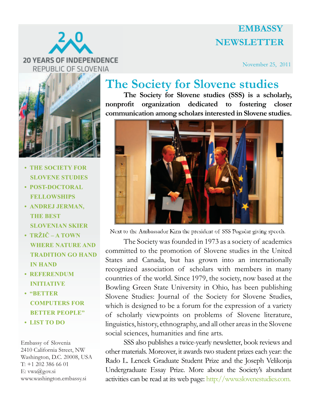 Embassy's Newsletter, 2011