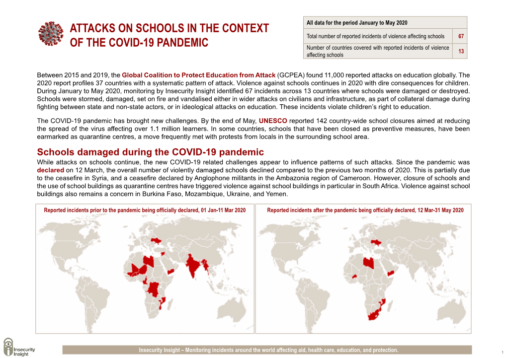 Attacks on Schools in the Context of the Covid-19 Pandemic: January to May in 2020