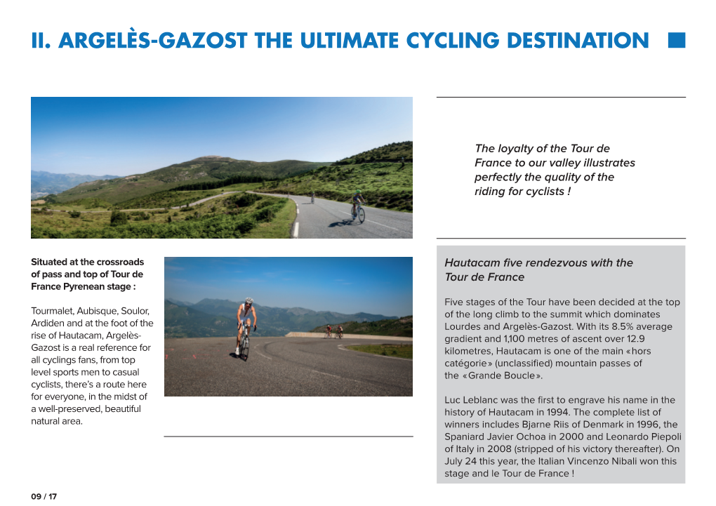 Ii. Argelès-Gazost the Ultimate Cycling Destination