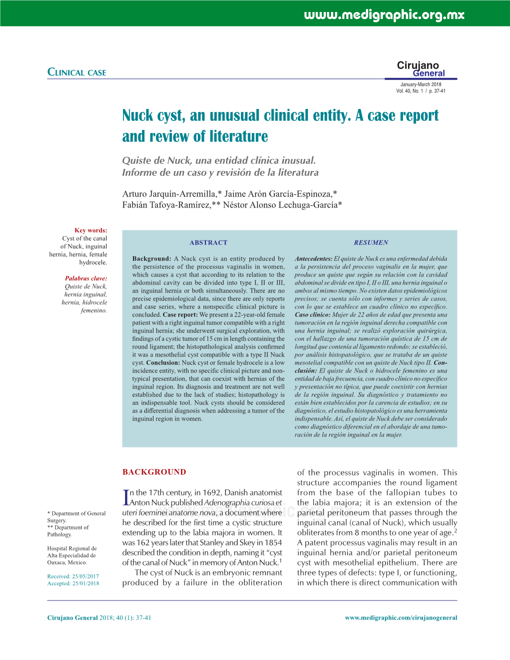 Nuck Cyst, an Unusual Clinical Entity. a Case Report and Review of Literature