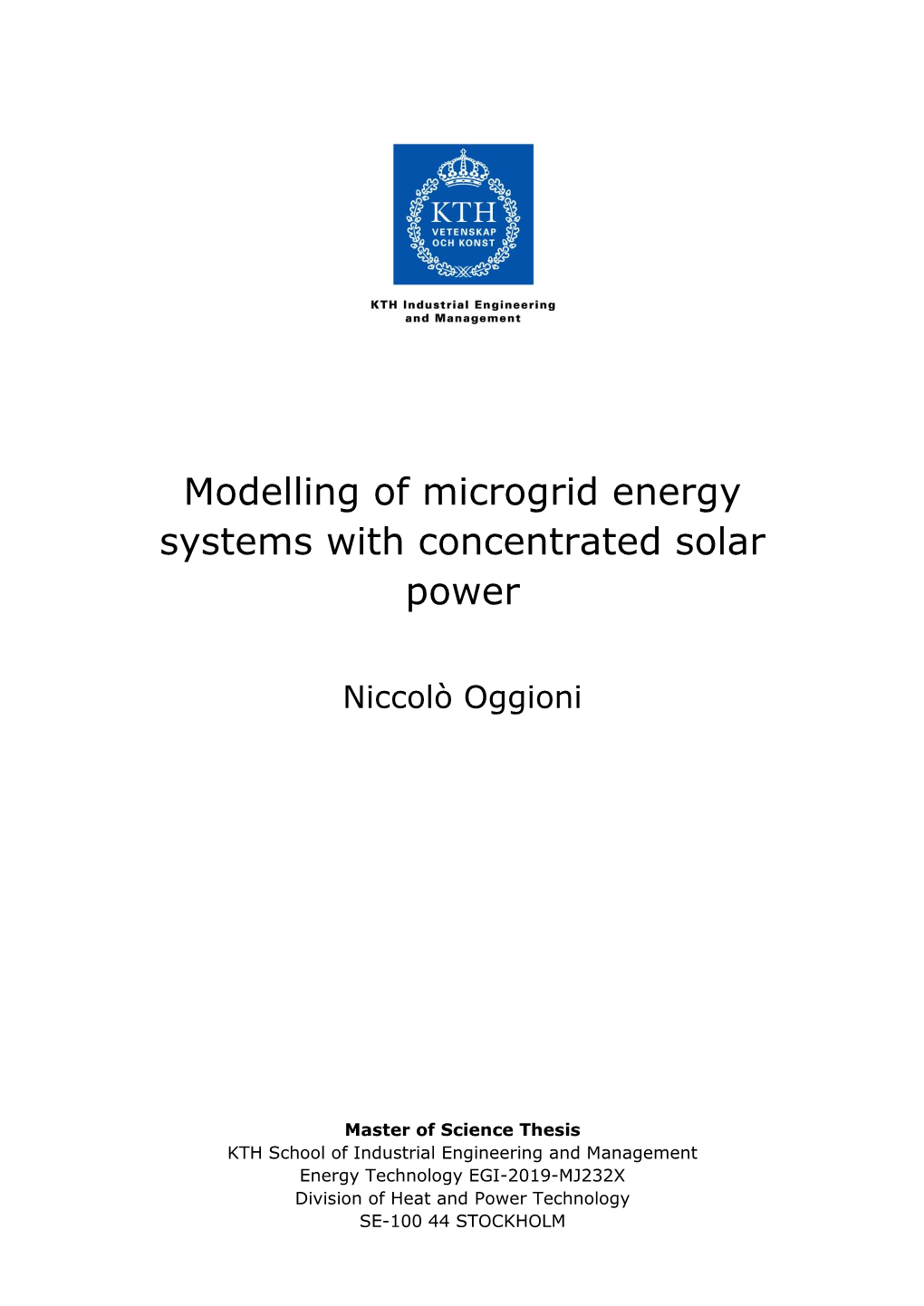 Modelling of Microgrid Energy Systems with Concentrated Solar Power