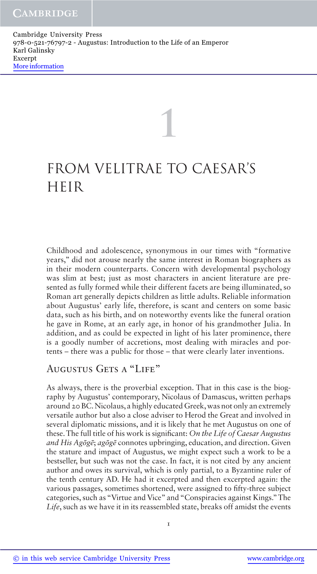 From Velitrae to Caesar's Heir